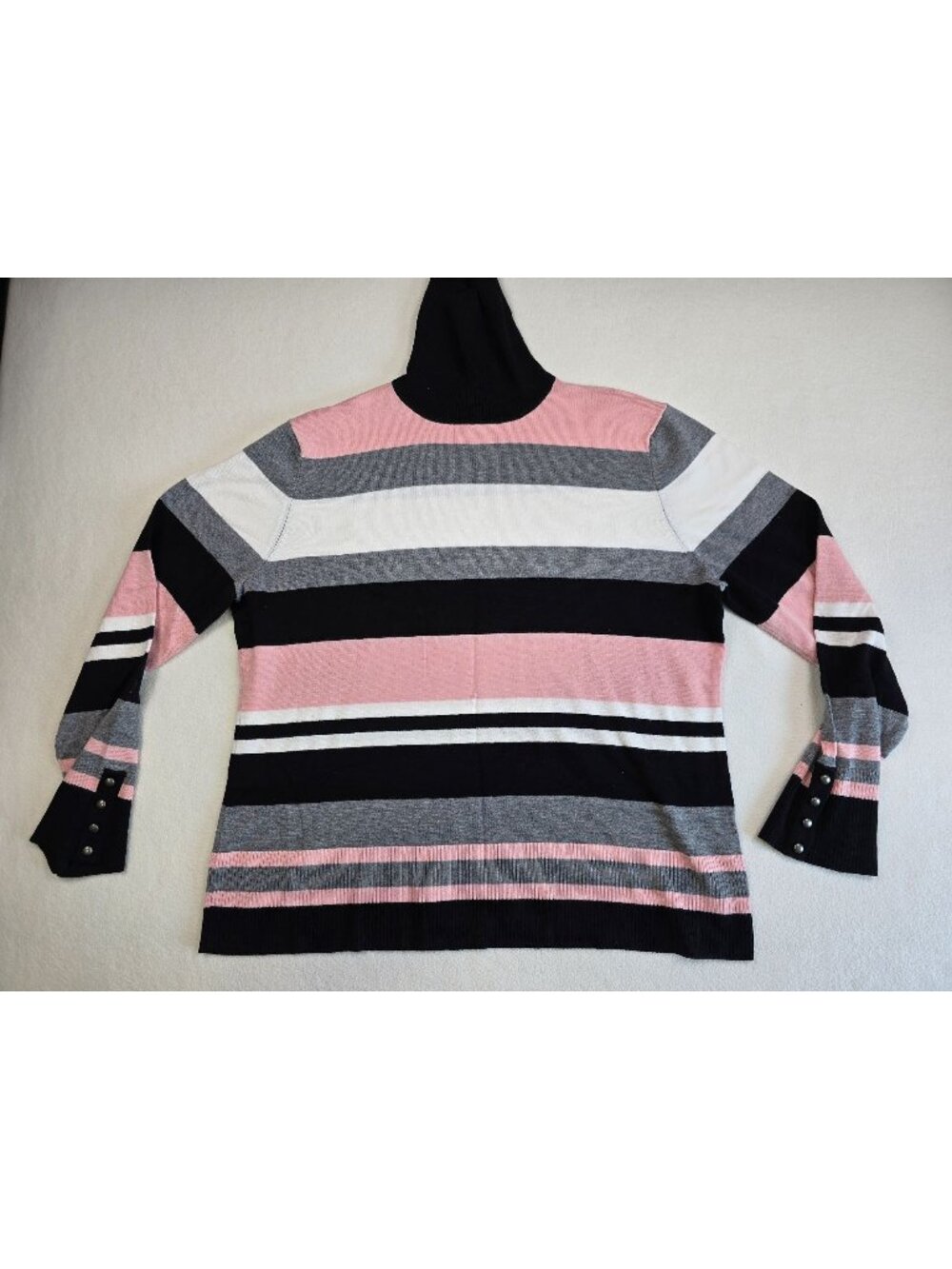 Investments XL Pink Black Striped Turtleneck Sweater
